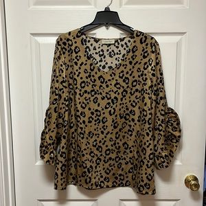 Dressy Leopard Print Blouse, Size L